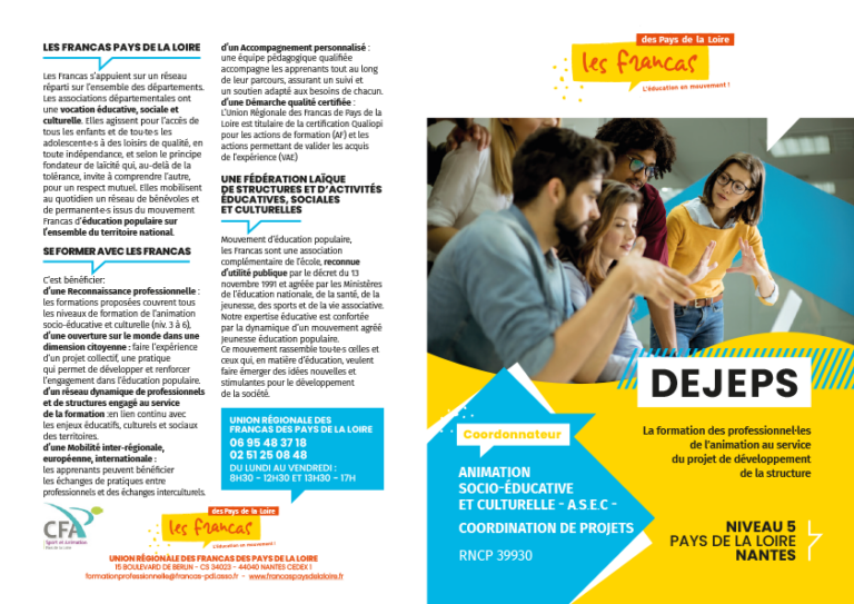 Formation DEJEPS - Les Francas pays de la Loire